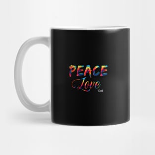 Faith Peace & Love T with Tie Dye Lettering Boho Style In Dark Colors Mug